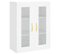 QJBSAVVA Armoire murale blanche 69,5 x 34 x 90 cm, armoire suspendue moderne avec portes en verre en bois, vitrine intemporelle pour salon, chambre à coucher et bureau, armoire flottante