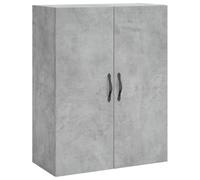 QJBSAVVA Armoire Murale Gris Béton 69,5x34x90 cm en Bois d'Ingénierie et Fer - Meuble de Rangement Suspendu avec 3 Compartiments et Portes - Buffet Haut Flottant pour Salon Chambre et Bureau