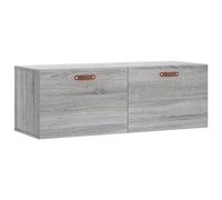 QJBSAVVA Armoire murale grise Sonoma - 100 x 36,5 x 35 cm - En bois - Armoire suspendue moderne pour salon, couloir et cuisine - Montage mural - Buffet flottant - Rangement décoratif