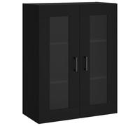 QJBSAVVA Armoire murale noire 69,5 x 34 x 90 cm, armoire suspendue avec portes en verre, armoire flottante moderne en bois pour salon, vitrine murale élégante avec beaucoup d'espace de rangement