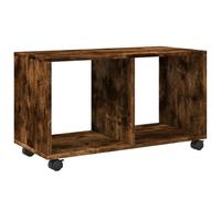 QJBSAVVA Armoire Roulante Chêne Fumé 72x33x42,5 cm, Meuble de Rangement en Bois d'Ingénierie avec 4 roulettes, Table d'Appoint Ouverte pour Bureau, Salon et Cuisine, Charge 50 kg