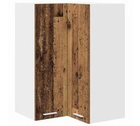 QJBSAVVA Armoire Suspendue d'angle de Cuisine, Meuble de Rangement Mural en Bois d'Ingénierie, Placard Suspendu Gain de Place, Style Moderne Bois Ancien et Blanc, 57 x 57 x 80 cm