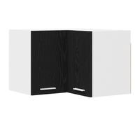 QJBSAVVA Armoire Suspendue de Cuisine, Meuble d'angle Mural en Bois d'Ingénierie, Placard de Rangement Moderne pour Assiettes et Tasses, Chêne Noir et Blanc, 57 x 57 x 40 cm