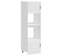 QJBSAVVA Armoires de Four 2 pcs Kalmar, Colonne de Cuisine pour Four et Micro-Ondes en Bois d'Ingénierie Blanc, Meuble de Rangement Vertical avec Pieds Réglables, 60 x 57 x 207 cm