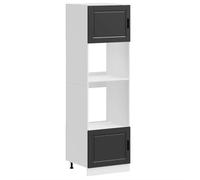 QJBSAVVA Armoires de Four 2 pcs Porto Noir Bois d'Ingénierie, Meuble de Cuisine pour Four Encastrable et Micro-Ondes, Colonne de Rangement avec Pieds Réglables, 60 x 57 x 207 cm