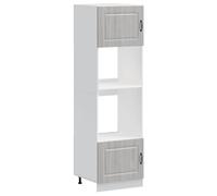 QJBSAVVA Armoires de Four 2 Pièces Kalmar, Meuble Colonne de Cuisine pour Four et Micro-Ondes, Bois d'Ingénierie Gris Sonoma, Pieds Réglables, 60x57x207 cm