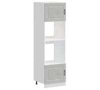 QJBSAVVA Armoires de Four Kalmar en Bois d'Ingénierie, Lot de 2 Meubles de Cuisine pour Four et Micro-Ondes, Colonne de Rangement Compacte, Gris Béton, 60 x 57 x 207 cm