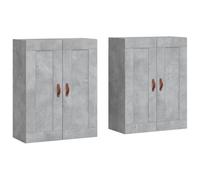 QJBSAVVA Armoires Murales 2 Pcs Gris Béton, Meuble de Rangement Suspendu en Bois d'Ingénierie, Buffet Haut Mural pour Salon, Salle à Manger et Entrée, 69,5 x 34 x 90 cm