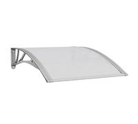 QJBSAVVA Auvent de porte d'entrée, gris transparent, 100 x 75 cm, auvent en polycarbonate pour porte d'entrée, fenêtre, porte d'entrée latérale avec support ABS et barres en aluminium