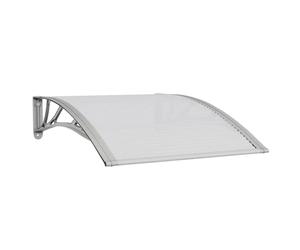 QJBSAVVA Auvent de porte d'entrée, gris transparent, 100 x 75 cm, auvent en polycarbonate pour porte d'entrée, fenêtre, porte d'entrée latérale avec support ABS et barres en aluminium