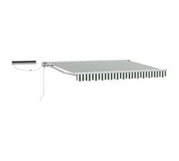 QJBSAVVA Auvent Rétractable Motorisé 3,5 x 2 m, Store Banne avec Télécommande et Manivelle, Design Semi-Cassette en Aluminium et Polyester, Rayures Vert et Blanc pour Jardin et Terrasse