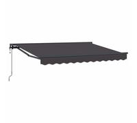 QJBSAVVA Auvent Rétractable Motorisé 3,5 x 2 m, Store Banne avec Télécommande et Manivelle, Structure Semi-Cassette en Aluminium et Acier pour Terrasse et Jardin, Coloris Anthracite