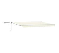 QJBSAVVA Auvent Rétractable Motorisé de Terrasse 4 x 3 m Store avec Télécommande et Manivelle Design Semi-Cassette Cadre en Aluminium pour Jardin et Cour Crème et Blanc