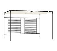 QJBSAVVA Belvédère de Jardin avec Auvent Rétractable 3x4x2,3 m, Tonnelle Extérieure en Fer et Tissu Crème 180 g/m² pour Repas en Famille, Barbecue, Fête et Activités en Plein Air