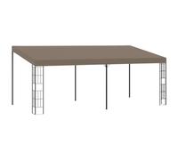 QJBSAVVA Belvédère Mural 6x3 m, Pergola Adossée en Acier Enduit de Poudre avec Toile en Polyester, Tonnelle de Jardin pour Terrasse et Extérieur, Ombrage pour Maison, Couleur Taupe