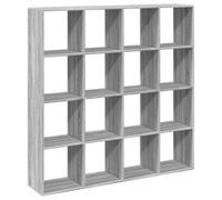 QJBSAVVA Bibliothèque 16 Compartiments, Étagère de Rangement Moderne en Bois d'Ingénierie, Meuble Cloison de Séparation de Pièce, Sonoma Gris, Dimensions 137,5x29x137,5 cm
