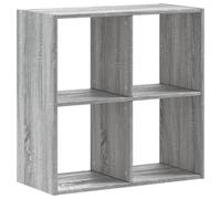 QJBSAVVA Bibliothèque 4 Compartiments, Étagère de Rangement en Bois d'Ingénierie, Meuble Salon et Bureau, Coloris Sonoma Gris, Dimensions 68,5x32x68,5 cm, Cloison de Séparation