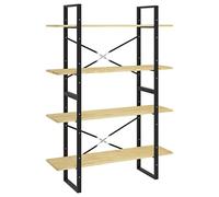 QJBSAVVA Bibliothèque 4 Niveaux 100x30x140 cm, Étagère de Rangement en Bois de Pin Massif et Métal, Style Industriel pour Salon et Bureau, Meuble Modulaire Polyvalent