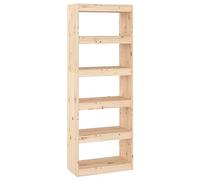 QJBSAVVA Bibliothèque 5 Compartiments en Bois de Pin Massif, Étagère de Rangement Ouverte, Séparateur de Pièce pour Salon et Bureau, 60 x 30 x 167,5 cm, Design Naturel et Stable