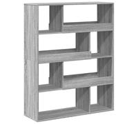 QJBSAVVA Bibliothèque 8 Étages, Étagère de Rangement pour Livres, Meuble Salon Design, Cloison de Séparation, Bois d'Ingénierie, Sonoma Gris, 100 x 33 x 125,5 cm