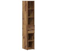 QJBSAVVA Bibliothèque avec 2 Tiroirs Rangement en Bois d'Ingénierie, Étagère de Livres Rectangulaire Verticale pour Salon Bureau, Meuble de Rangement Style Contemporain, Bois Ancien 30x42,4x185,2cm