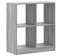 QJBSAVVA Bibliothèque avec 4 Compartiments, Étagère de Rangement Modulaire, Meuble pour Salon ou Bureau, Bois d'Ingénierie, Couleur Sonoma Gris, Dimensions 68,5x32x75 cm