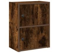 QJBSAVVA Bibliothèque avec Porte, Armoire de Rangement 40x24x52 cm, Meuble en Bois d'Ingénierie, Étagère Livres Chêne Fumé, Porte Réversible pour Bureau ou Salon