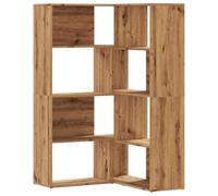 QJBSAVVA Bibliothèque d'angle 4 Niveaux en Bois d'ingénierie - Étagère de Rangement modulable, Forme en L ou Droite - Coloris chêne Artisanal, 140 cm de Hauteur