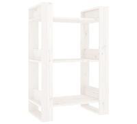QJBSAVVA Bibliothèque en Bois de pin Massif 60x35x91 cm, Étagère de Rangement Ouverte, Séparateur de pièce Polyvalent pour Salon ou Bureau, Style Rustique Blanc