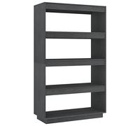 QJBSAVVA Bibliothèque en Bois de pin Massif 80x35x135 cm, Étagère de Rangement Ouverte, Meuble séparateur de pièce Design pour Salon ou Bureau, Gris