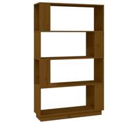 QJBSAVVA Bibliothèque en Bois de Pin Massif, Étagère à Livres Ouverte et Cloison de Séparation, Meuble de Rangement pour Salon ou Bureau, Marron Miel, 80x25x132 cm