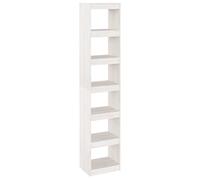 QJBSAVVA Bibliothèque en Bois de pin Massif, Étagère de Rangement avec 6 Compartiments, Séparateur de pièce pour Salon, 40 x 30 x 199 cm, Blanc
