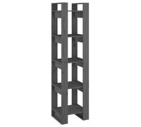 QJBSAVVA Bibliothèque en Bois de Pin Massif Gris 41x35x160 cm, Étagère Ouverte pour Salon et Bureau, Séparateur de Pièce Multifonctionnel, Meuble de Rangement Stable