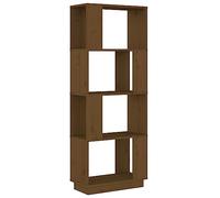QJBSAVVA Bibliothèque en Bois Massif 51x25x132 cm, Étagère de Rangement Ouverte, Séparateur de pièce Polyvalent, Meuble Salon Rustique, Finition Marron Miel, Montage requis