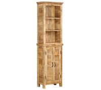 QJBSAVVA Bibliothèque en Bois Massif de manguier 50 x 30 x 180 cm, étagère de Rangement Rustique avec Armoire Basse, Meuble de Salon Robuste, Finition Artisanale