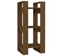 QJBSAVVA Bibliothèque et Cloison de Séparation en Bois de Pin Massif, Étagère de Rangement Ouverte, Design Rustique pour Salon et Bureau, Marron Miel, 41x35x91 cm