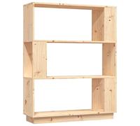 QJBSAVVA Bibliothèque et Séparateur de Pièce en Bois de Pin Massif, Étagère à Livres Ouverte pour Salon et Bureau, Meuble de Rangement Rustique et Stable, 80 x 25 x 101 cm