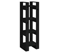 QJBSAVVA Bibliothèque et Séparateur de Pièce en Bois de Pin Massif, Étagère de Rangement Ouverte pour Salon, Bureau et Entrée, Meuble Polyvalent au Style Rustique, Noir, 41 x 35 x 125 cm