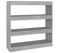 QJBSAVVA Bibliothèque et Séparateur de Pièce, Étagère de Rangement Ouverte pour Salon et Bureau, Meuble en Bois d'Ingénierie, Couleur Sonoma Gris, 100 x 30 x 103 cm