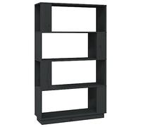 QJBSAVVA Bibliothèque et Séparateur de Pièce Gris 80x25x132 cm en Bois de Pin Massif, Étagère de Rangement Ouverte à 4 Niveaux pour Livres et Décoration, Meuble Robuste pour Salon et Bureau