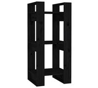 QJBSAVVA Bibliothèque et Séparateur de pièce Noir 41x35x91 cm en Bois de Pin Massif, Étagère de Rangement Ouverte pour Salon, Bureau et Couloir, Design Rustique Stable
