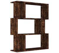 QJBSAVVA Bibliothèque Étagère à Livres et Cloison de Séparation, Meuble de Rangement en Bois d'Ingénierie avec 9 Compartiments, Style Moderne pour Salon et Bureau, Chêne Fumé, 80 x 24 x 96 cm