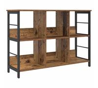 QJBSAVVA Bibliothèque Industrielle 102 x 32 x 72,5 cm, Étagère de Rangement avec 6 Niveaux en Bois d'Ingénierie et Acier, Meuble de Salon et Bureau, Style Loft Coloris Bois Ancien