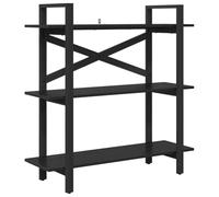 QJBSAVVA Bibliothèque Industrielle 3 Étagères, Meuble de Rangement Salon et Bureau, Étagère Autoportante en Bois d'Ingénierie et Acier, Chêne Noir, 100 x 33,5 x 102 cm