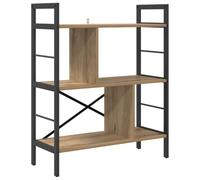 QJBSAVVA Bibliothèque Industrielle 5 Niveaux, Étagère de Rangement Salon, Meuble en Bois d'Ingénierie et Acier, Style Loft Moderne, 75 x 30 x 91 cm, Chêne Artisanal