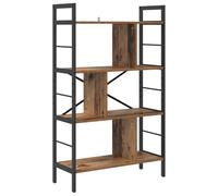 QJBSAVVA Bibliothèque Industrielle 7 Niveaux, Étagère de Rangement en Bois d'Ingénierie et Acier, 75 x 30 x 123,5 cm, Meuble de Rangement pour Salon, Bureau ou Étude, Style Loft Urbain Bois Ancien