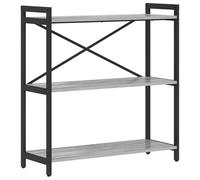QJBSAVVA Bibliothèque Industrielle 80 x 30 x 85 cm, Étagère de Rangement Ouverte, Structure en Acier et Bois d'Ingénierie, Meuble Style Urbain pour Salon Bureau, Sonoma Gris