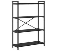 QJBSAVVA Bibliothèque Industrielle, Étagère de Rangement 4 Niveaux, Meuble avec Cadre en Acier Robuste et Bois d'Ingénierie, Étagère Ouverte pour Salon Bureau, Chêne Noir, 80 x 30 x 120 cm