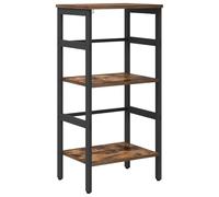 QJBSAVVA Bibliothèque Industrielle, Étagère de Rangement avec 2 Niveaux, Bois d'Ingénierie et Cadre en Acier, Style Rustique pour Bureau, Salon, 40 x 29,5 x 81 cm, Chêne Fumé