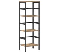 QJBSAVVA Bibliothèque Industrielle, Étagère de Rangement avec 3 Étagères, Bois d'Ingénierie et Cadre en Acier, Style Rustique pour Salon et Bureau, 40 x 29,5 x 115 cm, Chêne Artisanal